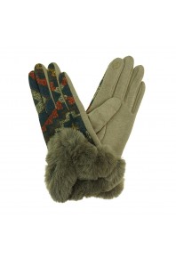 Gloves - Faux Fur Aztec 