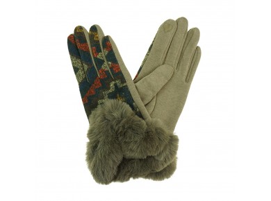 Gloves - Faux Fur Aztec 