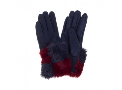Gloves - Block faux Fur Grey