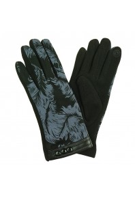 Gloves - Leaf Pattern black